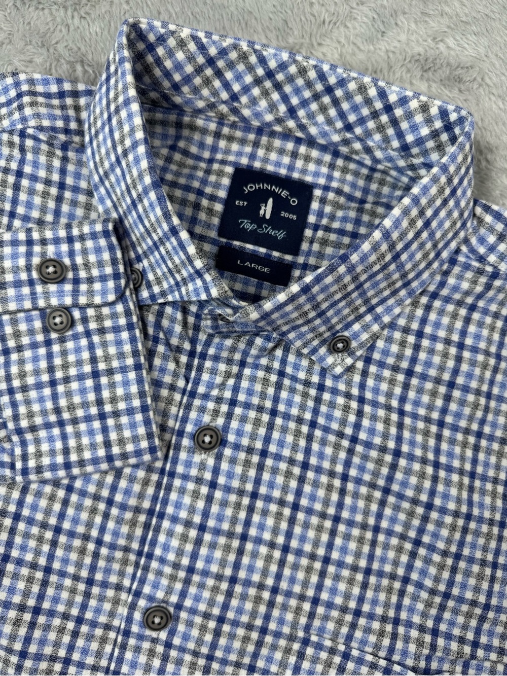 Johnnie-O Top Shelf Blue Plaid‎ Button Down Shirt Men’s Large